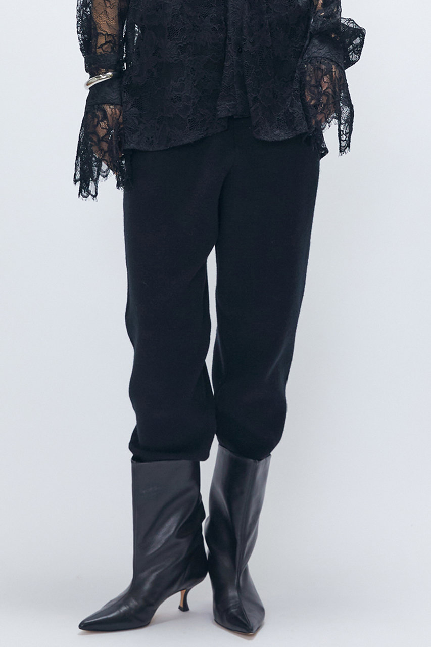 プルミエ アロンディスモン/1er Arrondissementのウールカシミアダブルフェイスリブパンツ(ブラック/B1054AKP423)