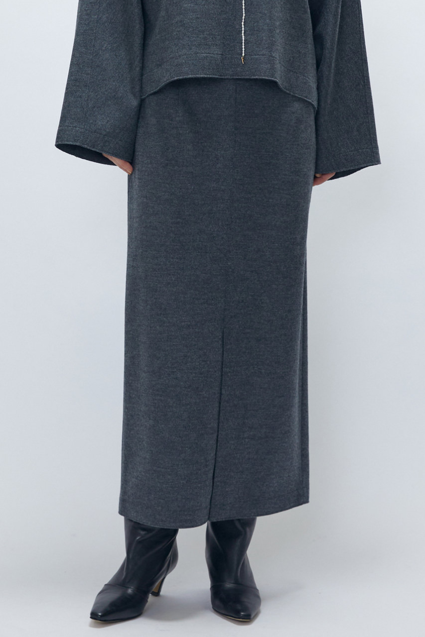 1er Arrondissement ウールスムースタイトスカート (グレー, 36) プルミエ アロンディスモン ELLE SHOP