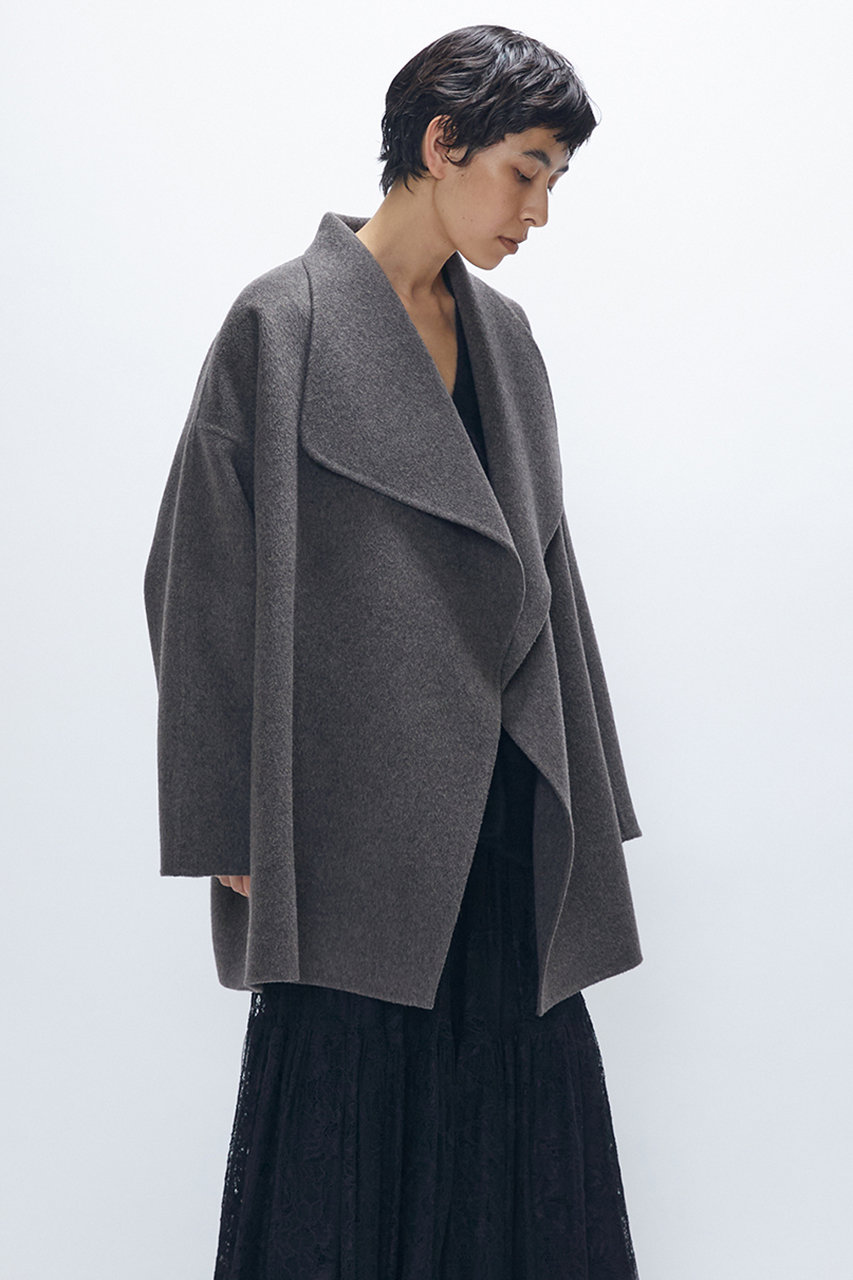 1er Arrondissement TOPダブルビーバーショールコート (ブラウン, 38) プルミエ アロンディスモン ELLE SHOP