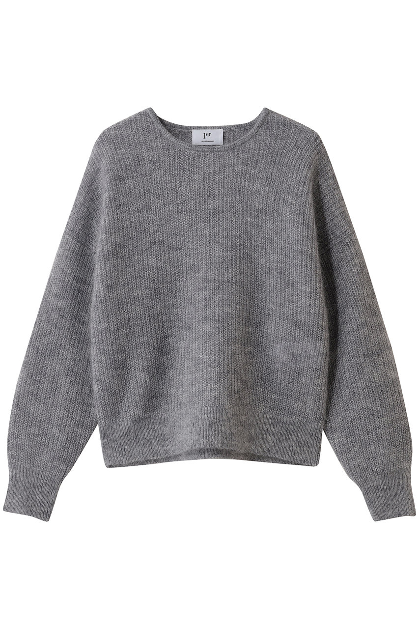 ウールモヘア畦ニットプルオーバー