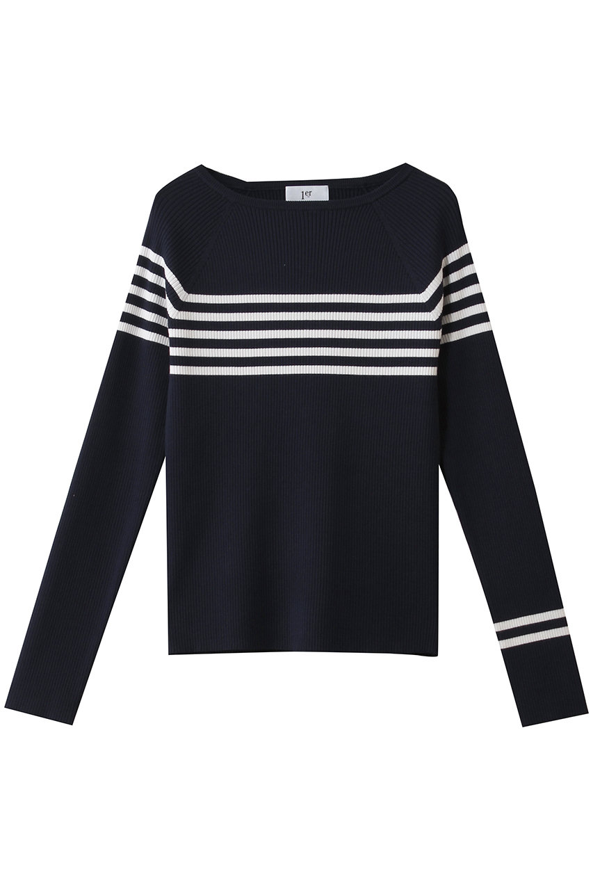 プルミエ アロンディスモン/1er Arrondissementのヴィスコースストレッチリブニットプルオーバー(ボーダー/B1061AKW414)