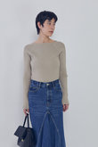 ヴィスコースストレッチリブニットプルオーバー