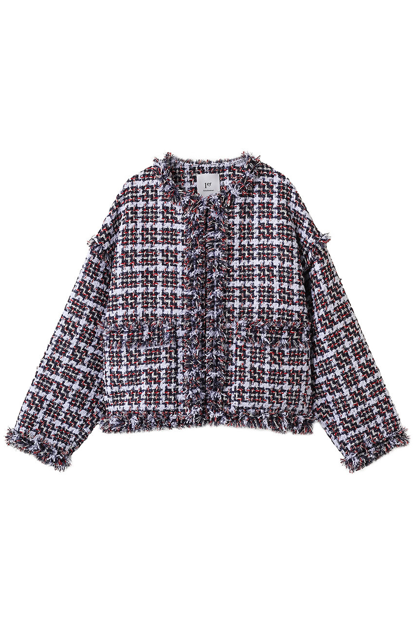 プルミエ アロンディスモン/1er ArrondissementのTORNIERフリンジツイードジャケット(ネイビー/B1061AFJ026)