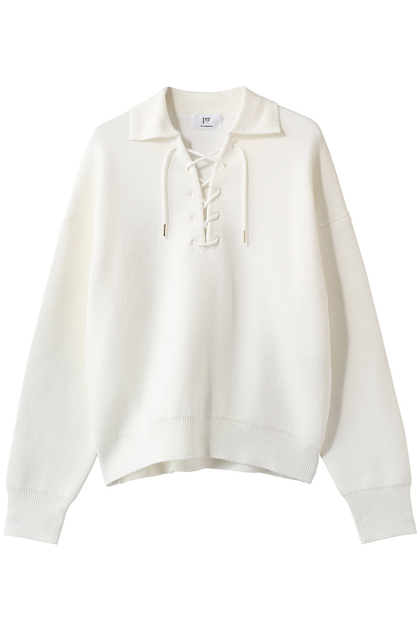 プルミエ アロンディスモン/1er Arrondissementのレースアップポロニットプルオーバー(オフホワイト/B1061AKW411)