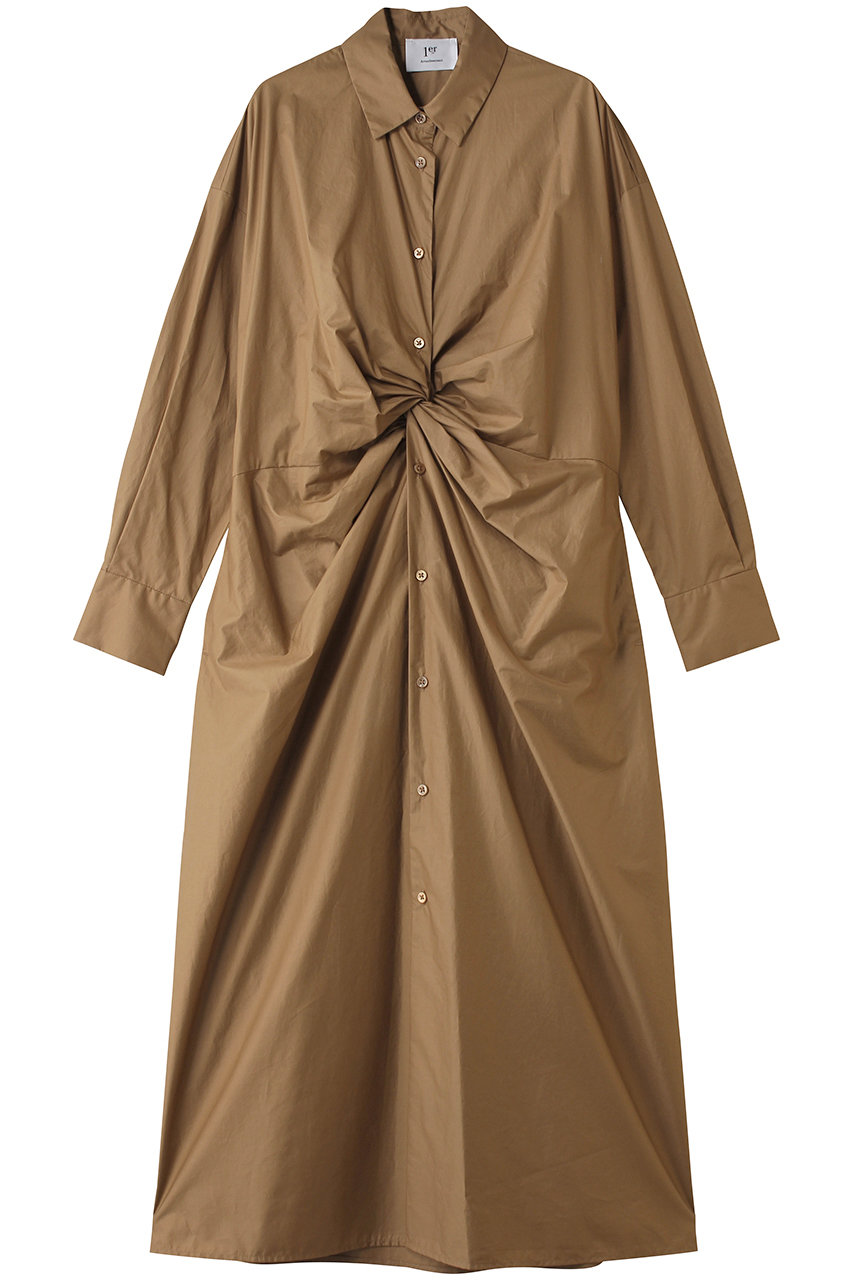 プルミエ アロンディスモン/1er Arrondissementのハイカウントチンツツイストシャツワンピース(キャメル/B1062AFA012)