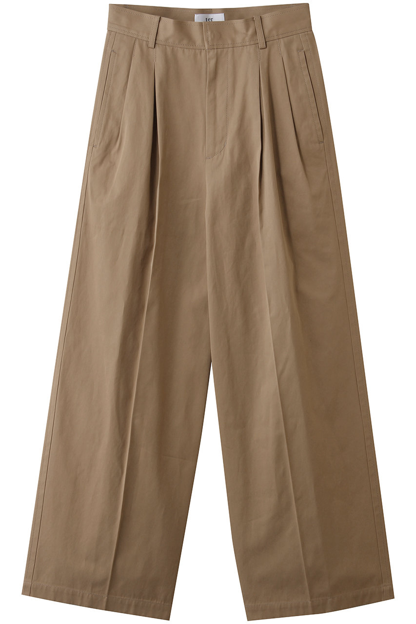 プルミエ アロンディスモン/1er Arrondissementのコットンタックトラウザー(キャメル/B1062AFP014)