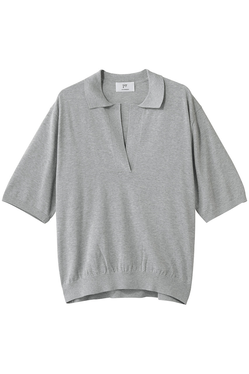 プルミエ アロンディスモン/1er Arrondissementのスキッパーショートスリーブニット(トップグレー/B1062AKW418)