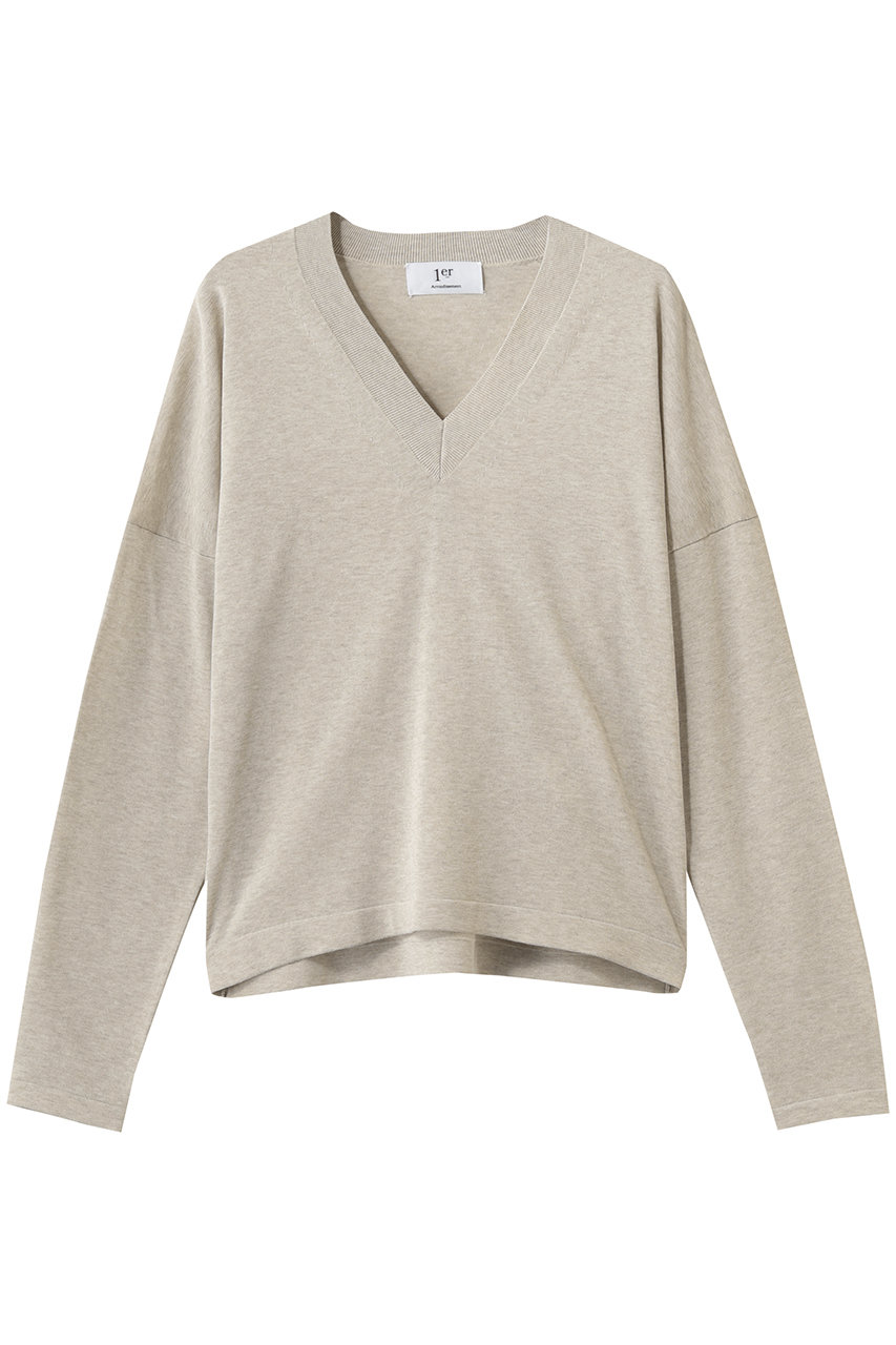 プルミエ アロンディスモン/1er ArrondissementのクリーンVネックニットプルオーバー(ベージュ/B1062AKW433)