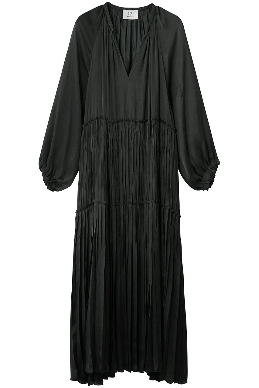 プルミエ アロンディスモン/1er Arrondissementのヨーリューサテンプリーツワンピース(チャコールグレー/B1062AFA020)