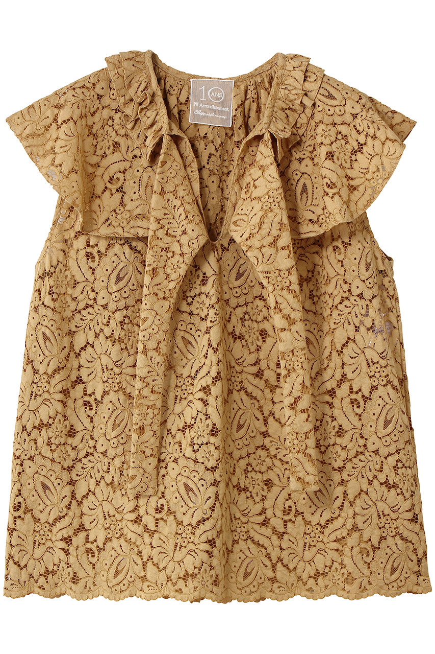 プルミエ アロンディスモン/1er Arrondissementの【予約】フラワーレースケープブラウス(キャメル/B1062AFB024)