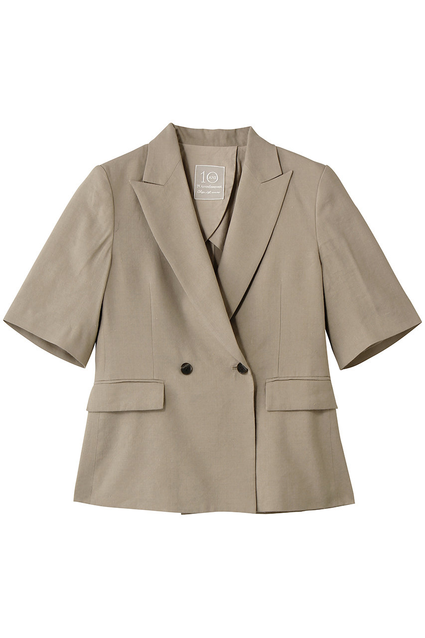 プルミエ アロンディスモン/1er Arrondissementのリネンビスコースジャケット(半袖)(キャメル/B1062AFJ057)
