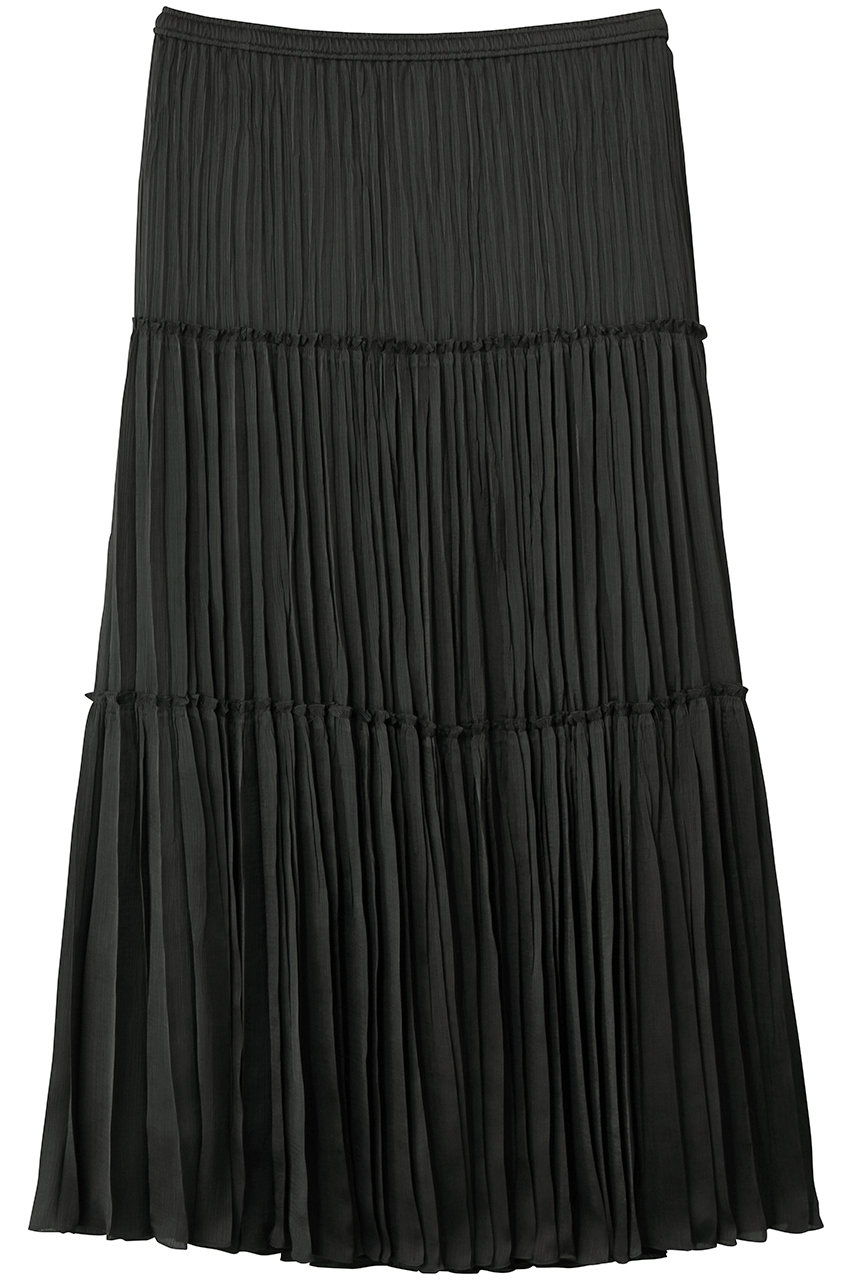 プルミエ アロンディスモン/1er Arrondissementの楊柳サテンティアードプリーツスカート(チャコールグレー/B1062AFS021)