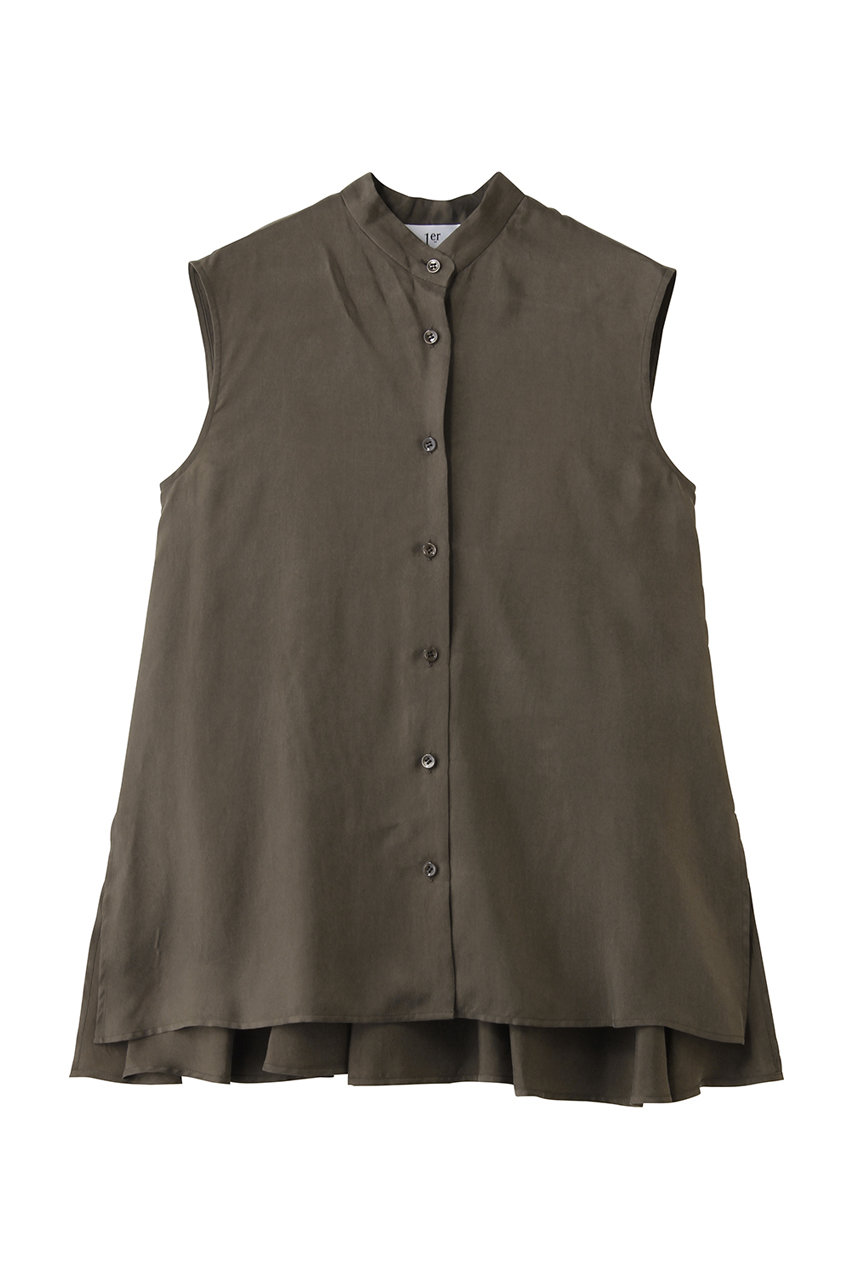 プルミエ アロンディスモン/1er Arrondissementのキュプラフィブリルノースリーブシャツ(ブラウン/B1062AFB060)