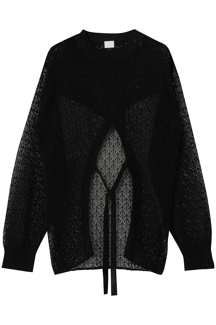 プルミエ アロンディスモン/1er Arrondissementの【NEPLA】リーフ編みバックレイヤードプルオーバー(ブラック/B1061BKW387)