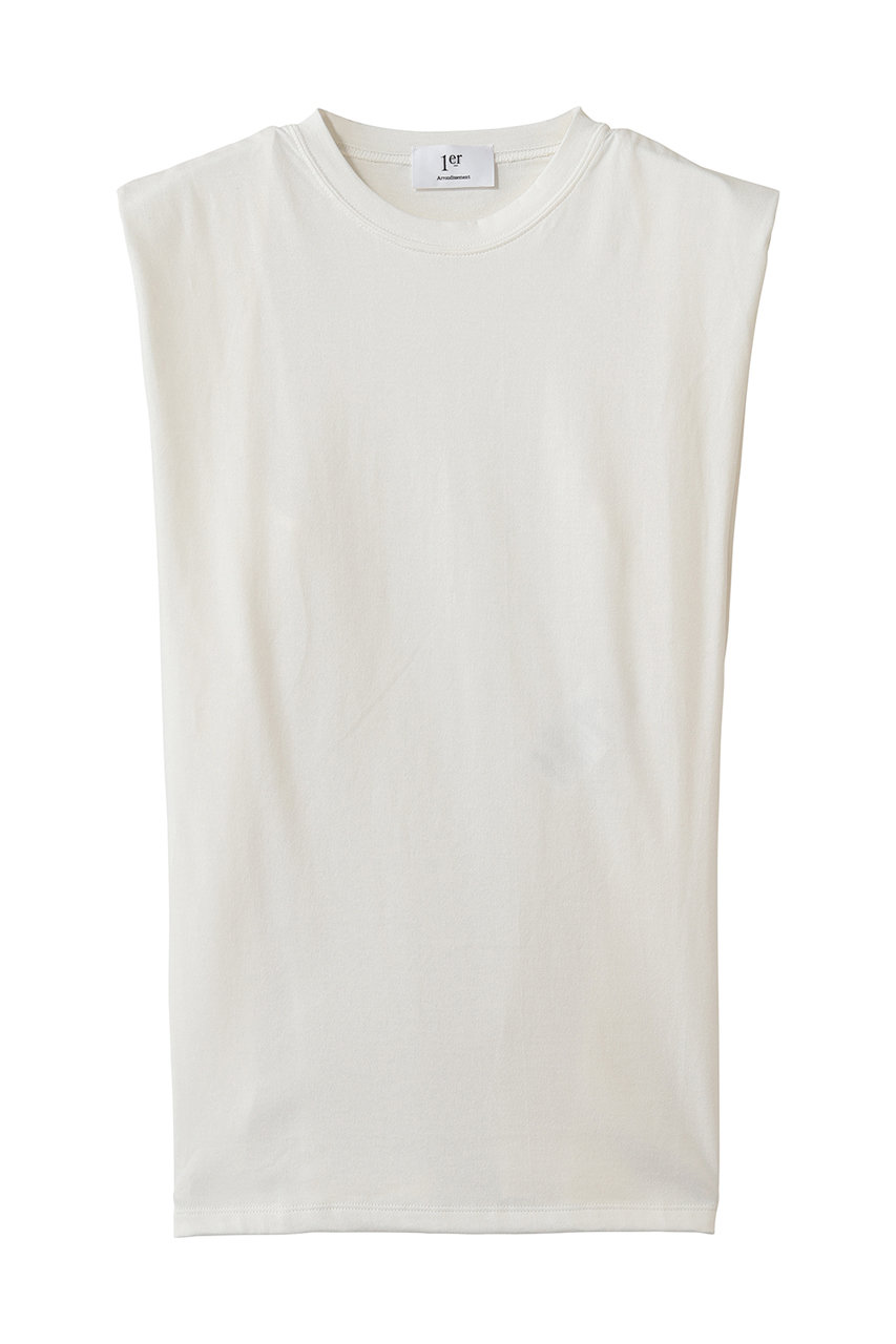 プルミエ アロンディスモン/1er ArrondissementのショルダータックノースリーブTシャツ(オフホワイト/B1062AUB203)