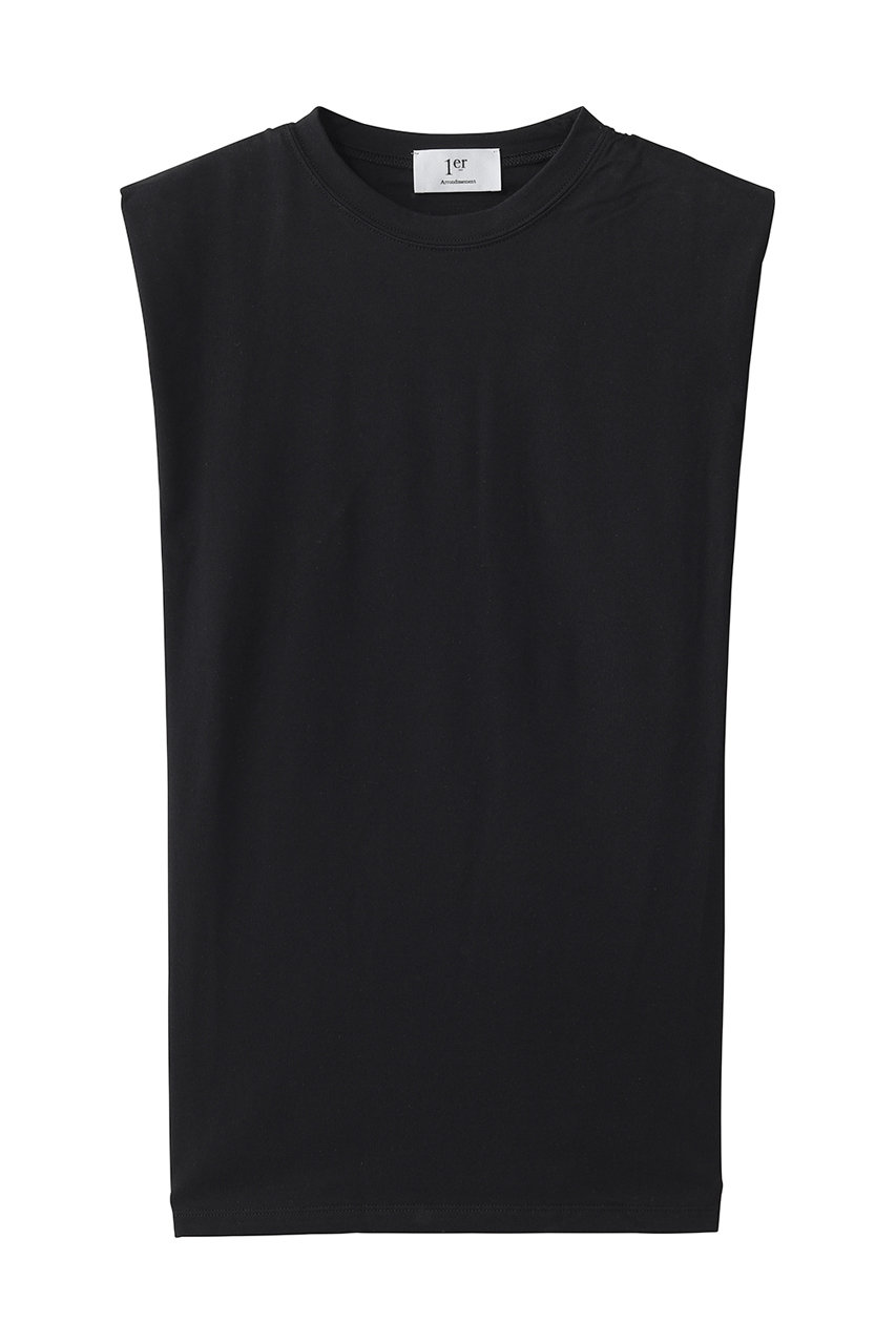 プルミエ アロンディスモン/1er ArrondissementのショルダータックノースリーブTシャツ(ブラック/B1062AUB203)