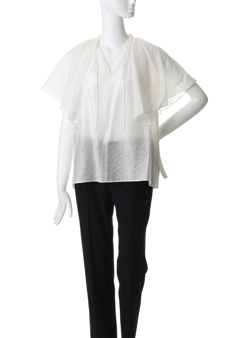 【美品】  1er Arrondissement / プルミエアロンディスモン | シアーキュプラシルクラッフルブラウス | 36 | エクリュ系 | レディース 1er Arrondissement(プルミエ アロンディスモン)｜シアーキュプラ
