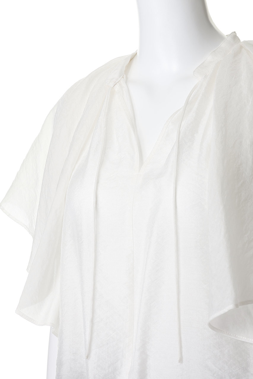 【美品】  1er Arrondissement / プルミエアロンディスモン | シアーキュプラシルクラッフルブラウス | 36 | エクリュ系 | レディース シアーキュプラシルクラッフルブラウス（シャツ/ブラウス）｜1er