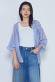 シアーマルチストライプフードシャツ
