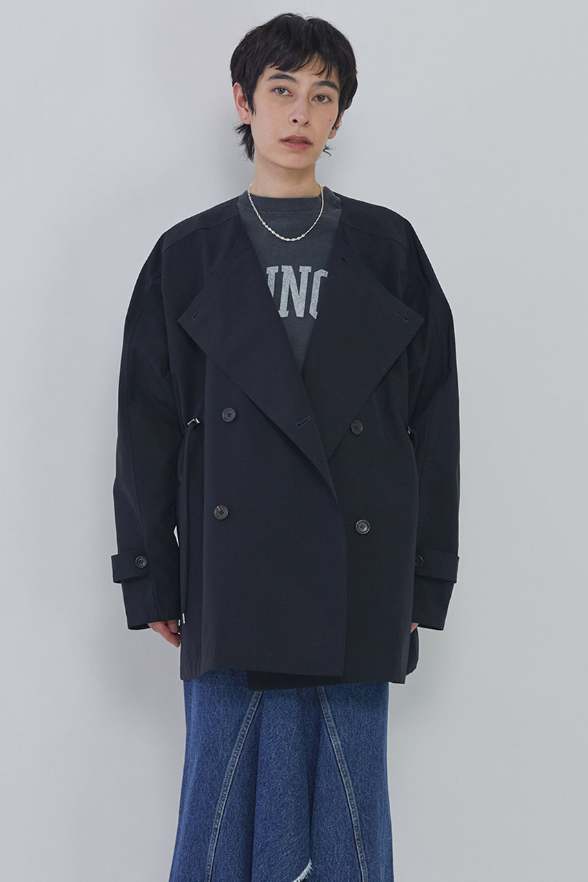 プルミエ アロンディスモン/1er Arrondissementの【予約販売】【VACHEMENT×1er Arrondissement】リサイクルシェルタフタショートトレンチコート(ネイビー/B1061AFC024)