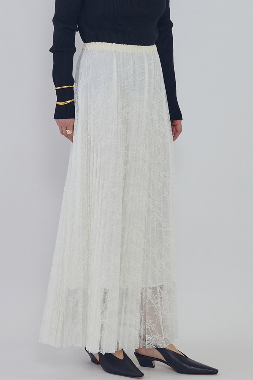 プルミエ アロンディスモン/1er Arrondissementのレースアコーディオンスカート(ホワイト/B1061AFS014)