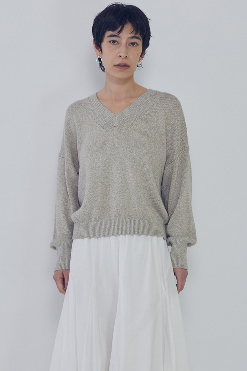 プルミエ アロンディスモン/1er Arrondissementの【予約販売】ブライトニットVネックプルオーバー(ベージュ/B1061AKW409)
