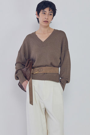 プルミエ アロンディスモン/1er ArrondissementのブライトニットVネックプルオーバー(110300/110301)