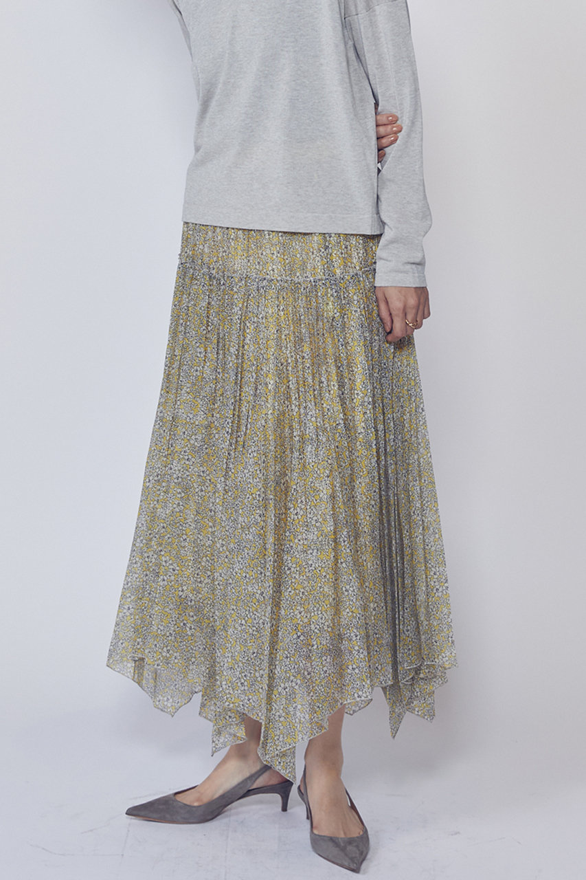 ハミングバードプリントプリーツスカート