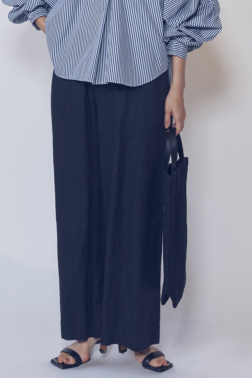 プルミエ アロンディスモン/1er Arrondissementの【予約販売】ウォッシュリネンイージーパンツ(ブラック/B1062AFP051)