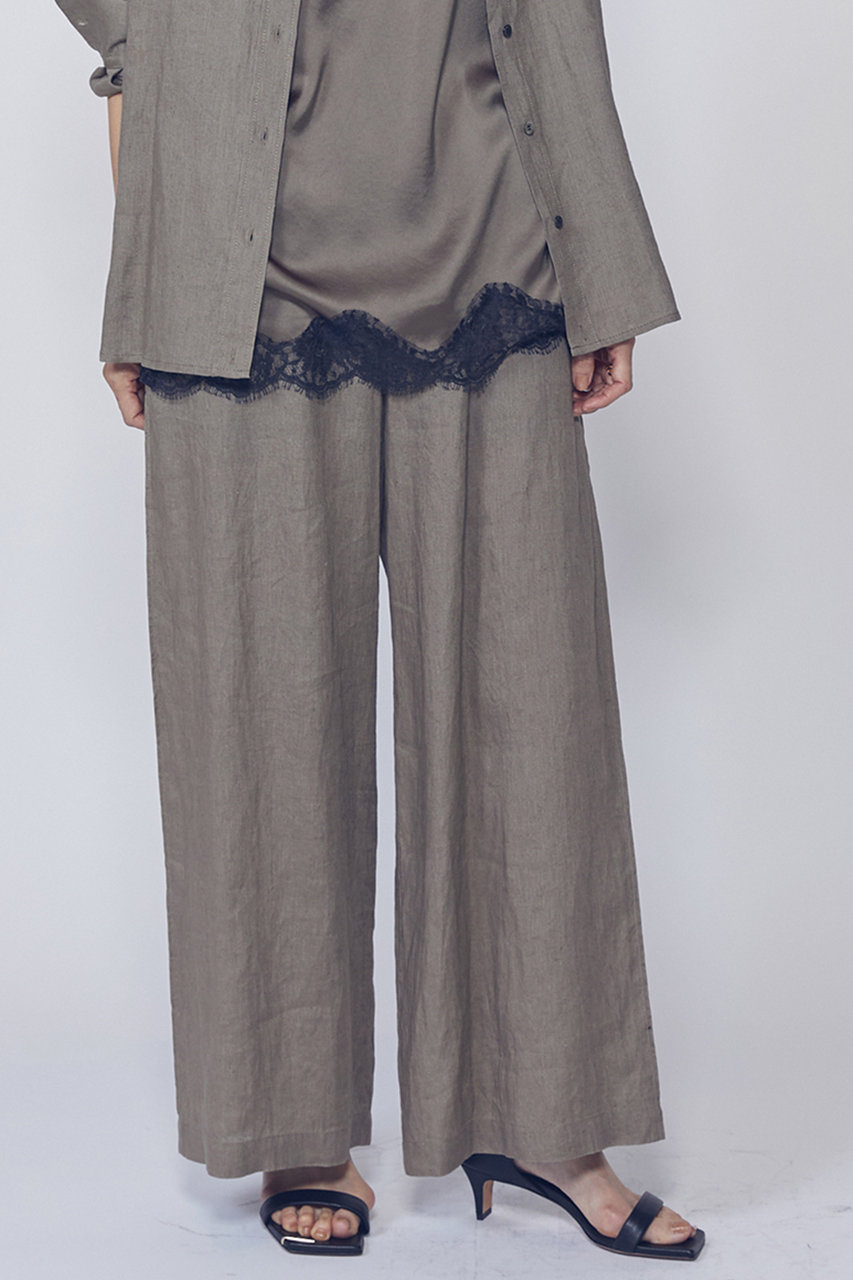 プルミエ アロンディスモン/1er Arrondissementの【予約販売】ウォッシュリネンイージーパンツ(モカ/B1062AFP051)