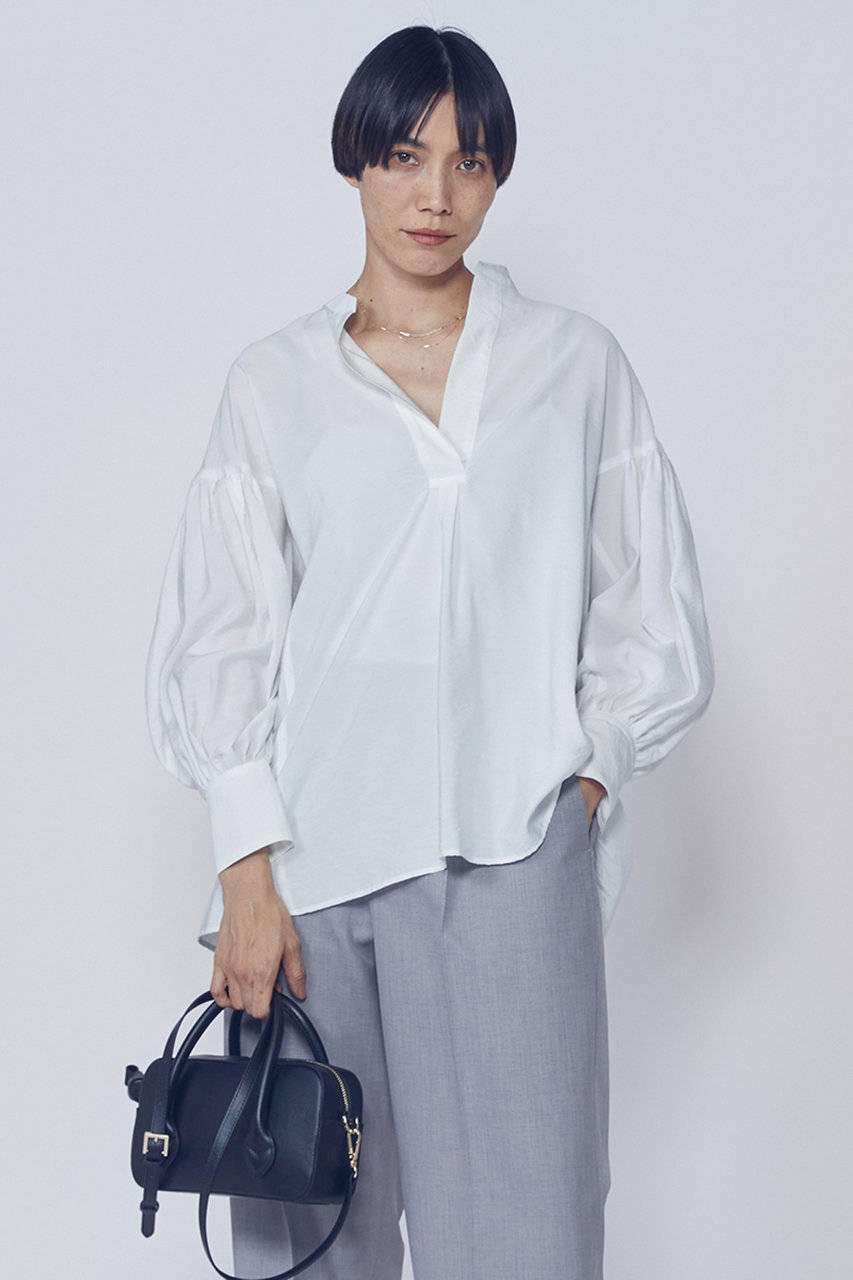 プルミエ アロンディスモン/1er Arrondissementの【予約販売】モダールナイロンシルクスキッパーブラウス(オフホワイト/B1062AFB063)