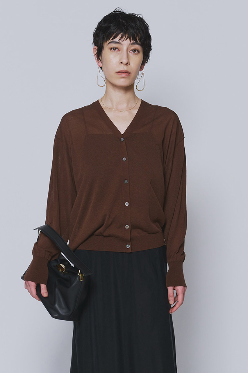 プルミエ アロンディスモン/1er Arrondissementの【予約販売】コットンナイロンシアーカーディガン(ブラウン/B1062AKD421)