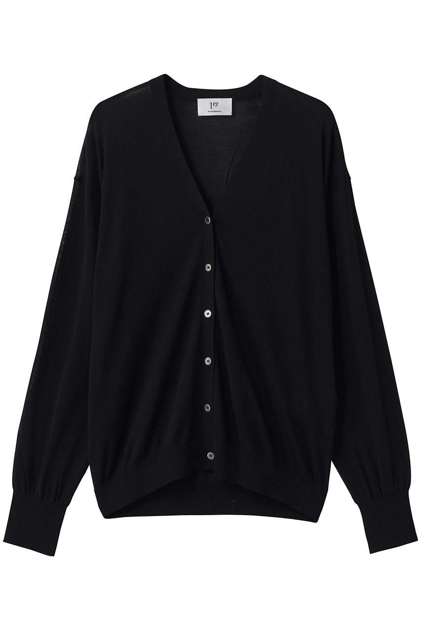 プルミエ アロンディスモン/1er Arrondissementのコットンナイロンシアーカーディガン(ブラック/B1062AKD421)