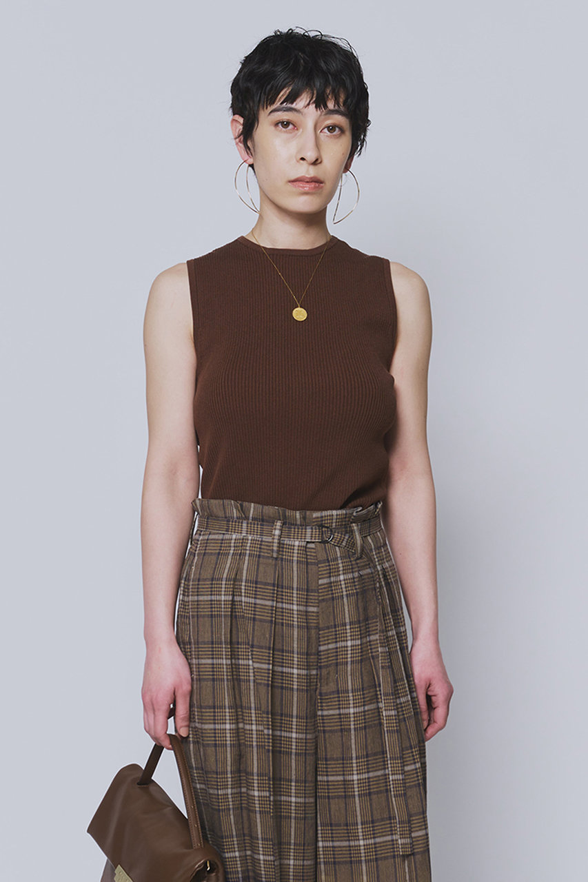 プルミエ アロンディスモン/1er Arrondissementの【予約販売】コットンナイロンニットリブタンク(ブラウン/B1062AKW423)