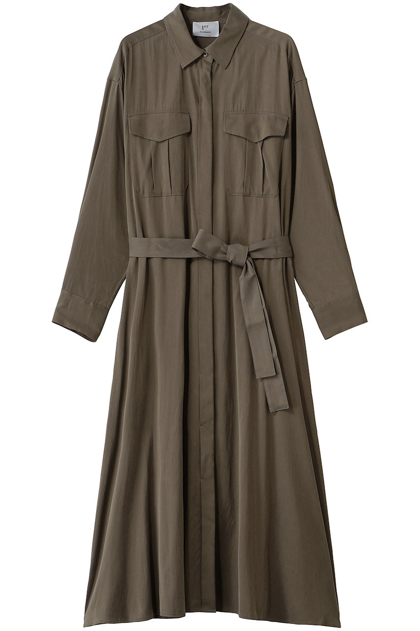 1er Arrondissement キュプラナイロンピーチシャツワンピース (モカ, 36) プルミエ アロンディスモン ELLE SHOP