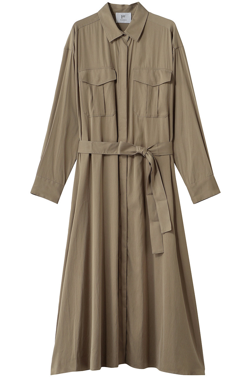 1er Arrondissement キュプラナイロンピーチシャツワンピース (ベージュ, 38) プルミエ アロンディスモン ELLE SHOP
