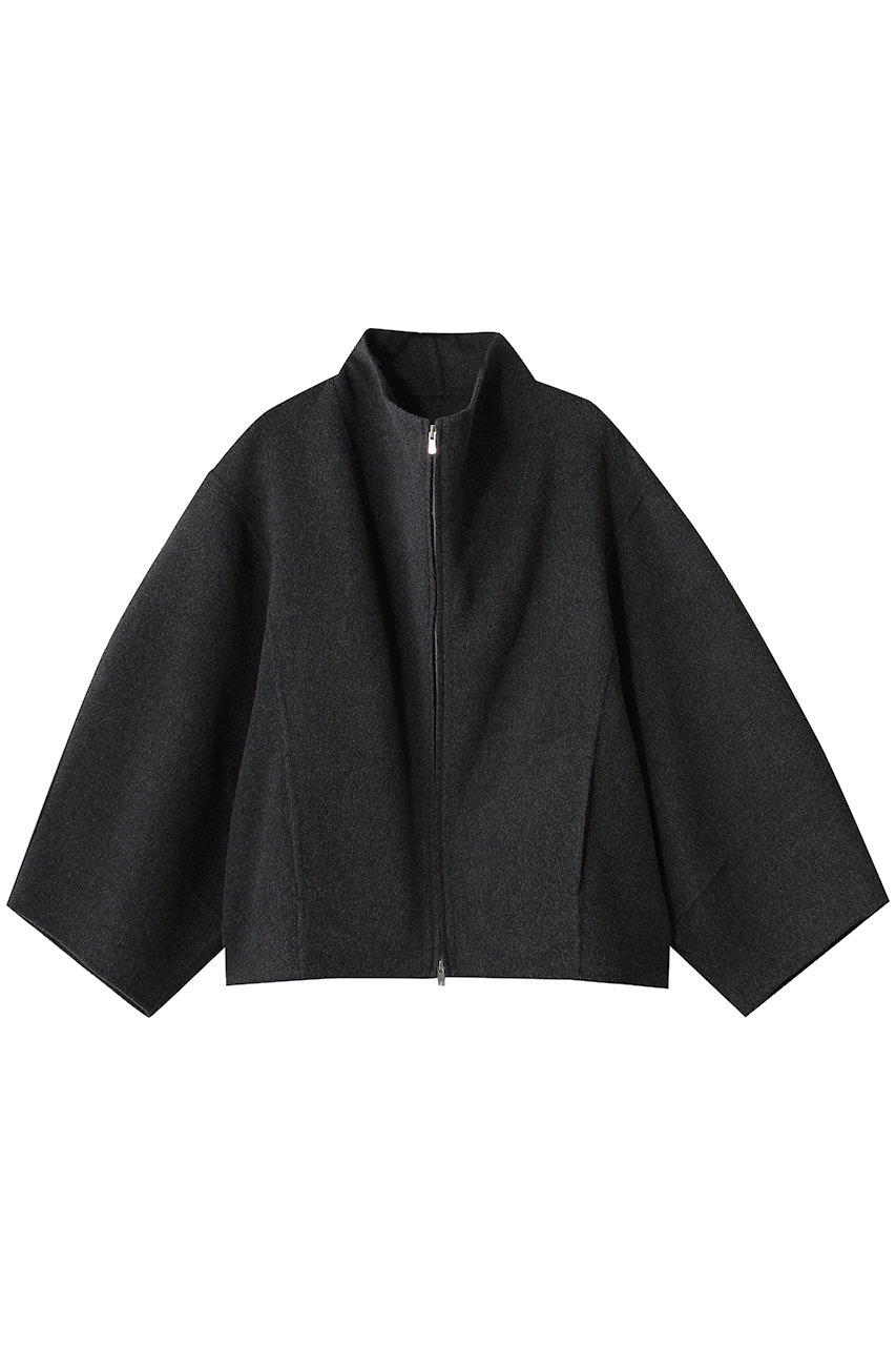 1er Arrondissement スタンドカラージップコート (チャコールグレー, F) プルミエ アロンディスモン ELLE SHOP