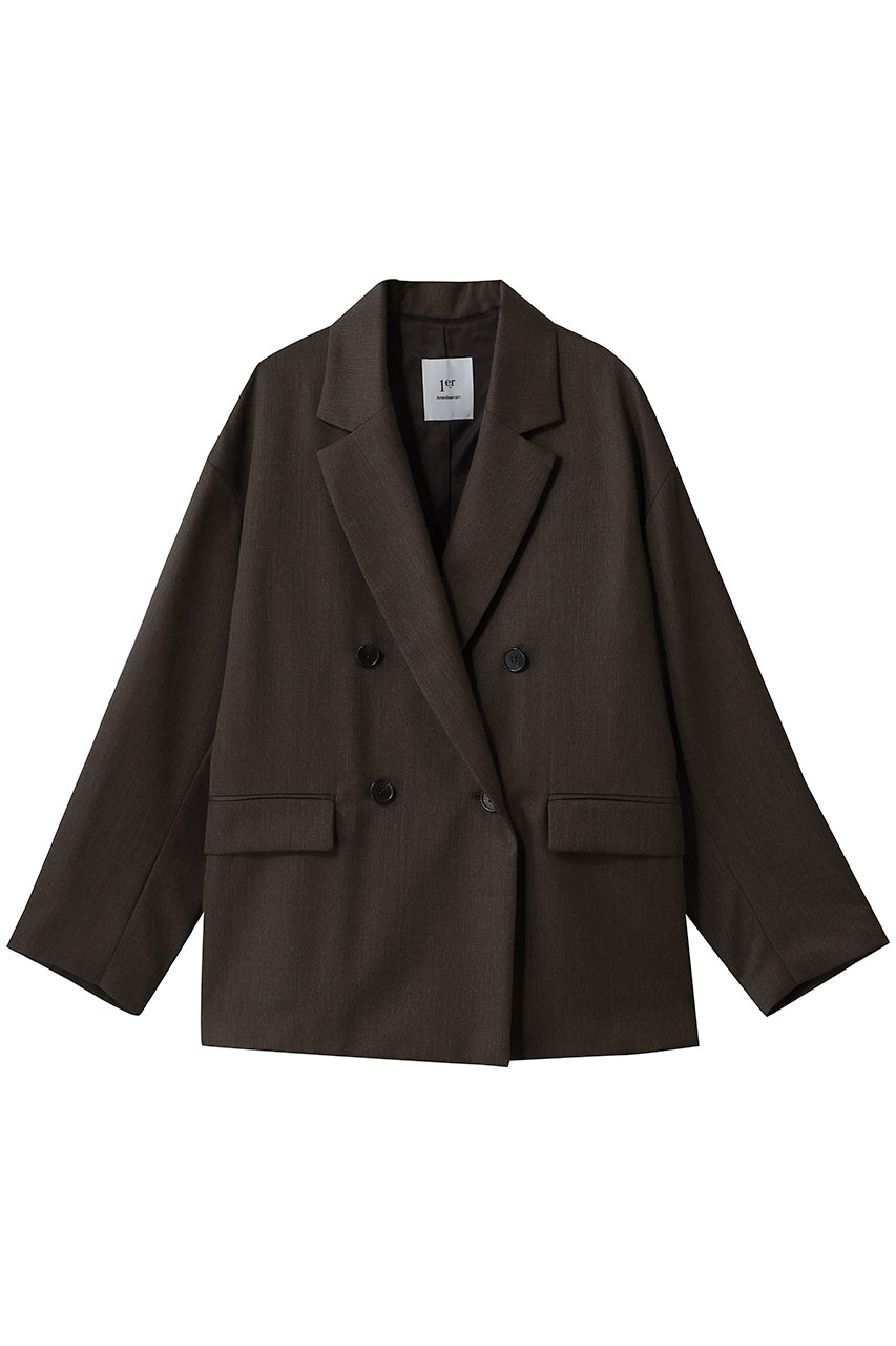 1er Arrondissement ウールリラックスジャケット (ブラウン, 38) プルミエ アロンディスモン ELLE SHOP