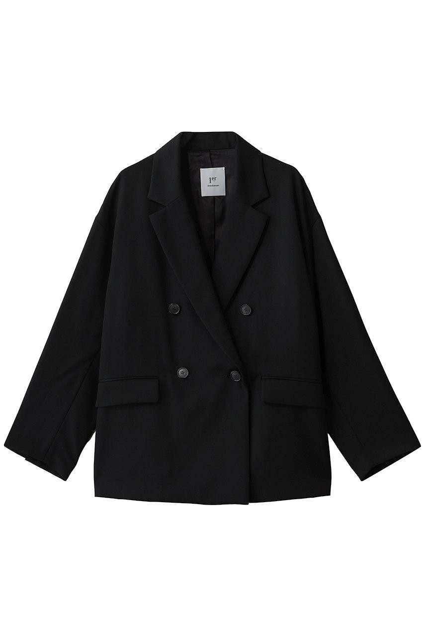 1er Arrondissement ウールリラックスジャケット (ブラック, 36) プルミエ アロンディスモン ELLE SHOP