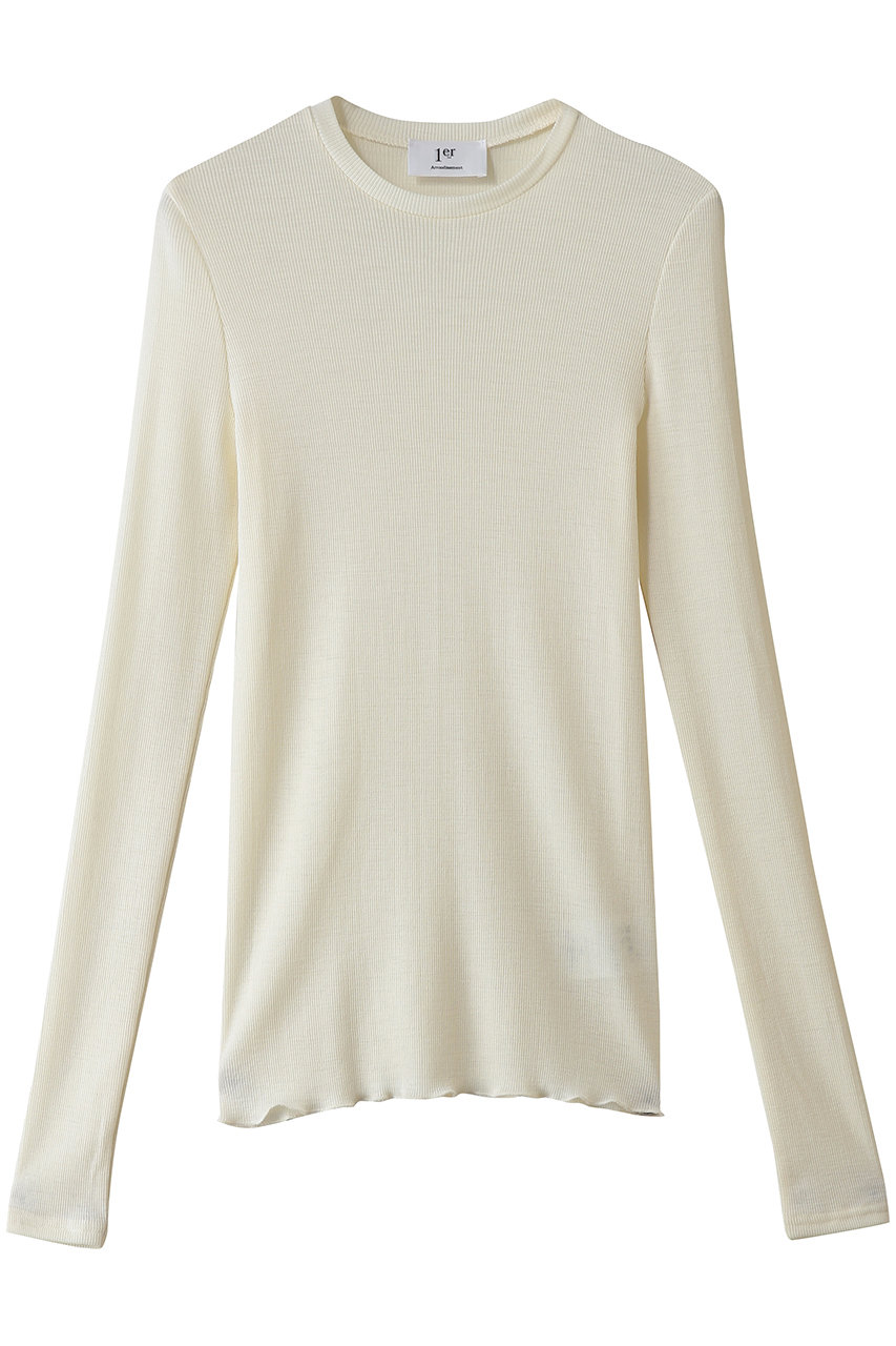 1er Arrondissement ウールチューブラークルーネックトップス (オフホワイト, F) プルミエ アロンディスモン ELLE SHOP