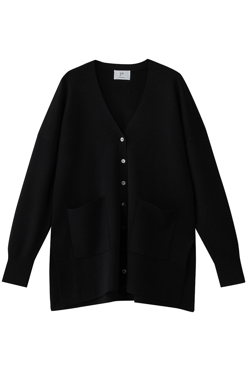 1er Arrondissement ウールスムーススリットカーディガン (ブラック, F) プルミエ アロンディスモン ELLE SHOP