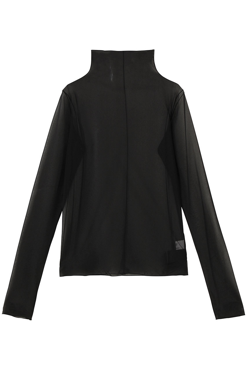 1er Arrondissement シアーハイネックカットソー (ブラック, F) プルミエ アロンディスモン ELLE SHOP