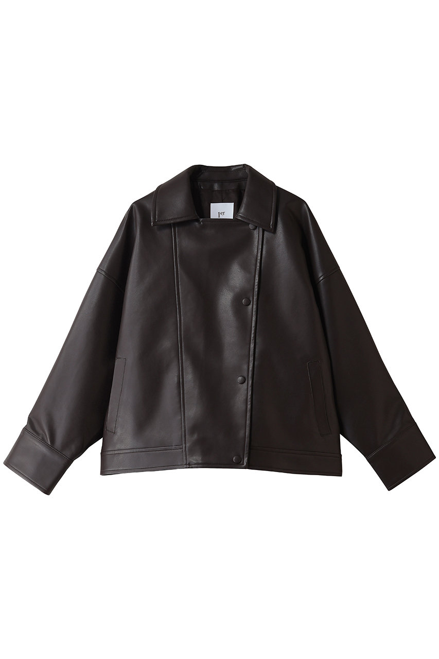 1er Arrondissement ソフトレザーブルゾン (ブラウン, 36) プルミエ アロンディスモン ELLE SHOP
