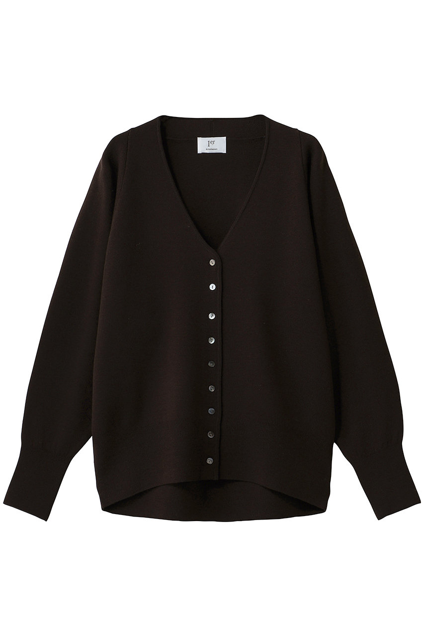 1er Arrondissement スプルウールダブルニットカーデガン (ブラウン, F) プルミエ アロンディスモン ELLE SHOP
