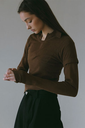 エトレトウキョウ/ETRE TOKYOのハーフスリーブシアーニットプルオーバー(110300/110301)