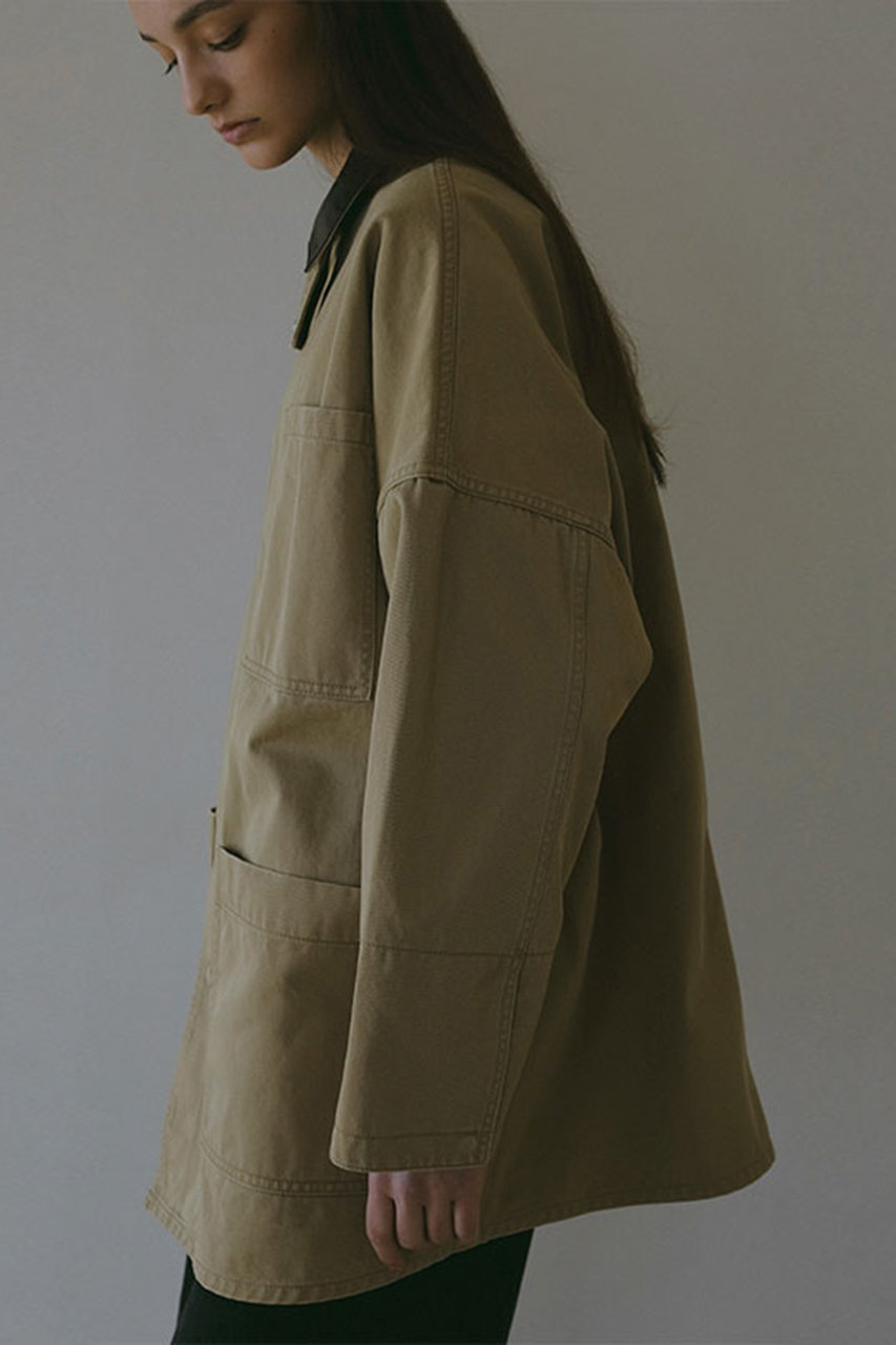 コンビネックワークディティールジャケットベージュ