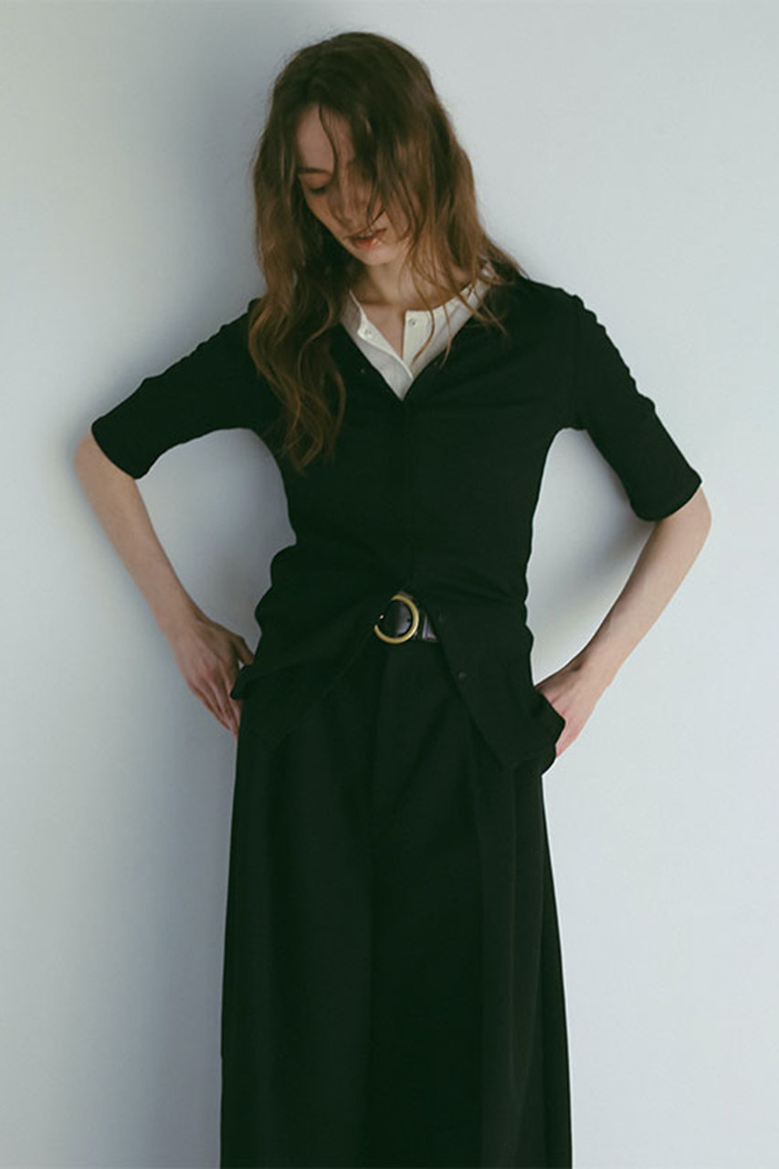 ETRE TOKYO フロントスナップハーフスリーブエアリープルオーバー (ブラック, F) エトレトウキョウ ELLE SHOP ETRE TOKYO フロントスナップハーフスリーブエアリープルオーバー (ブラック, F) エトレトウキョウ ELLE SHOP