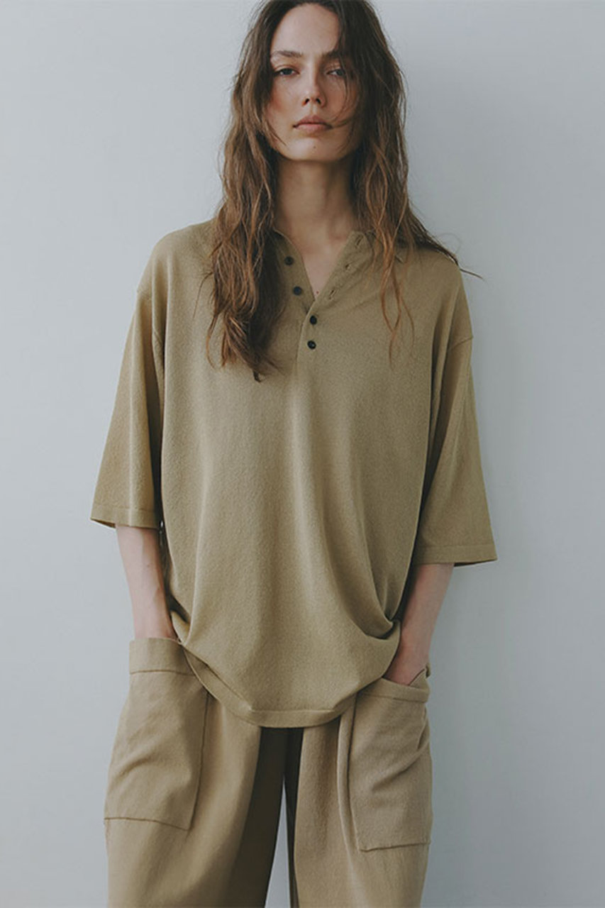 ETRE TOKYO ハーフスリーブニットポロ (ベージュ, F) エトレトウキョウ ELLE SHOP ETRE TOKYO ハーフスリーブニットポロ (ベージュ, F) エトレトウキョウ ELLE SHOP