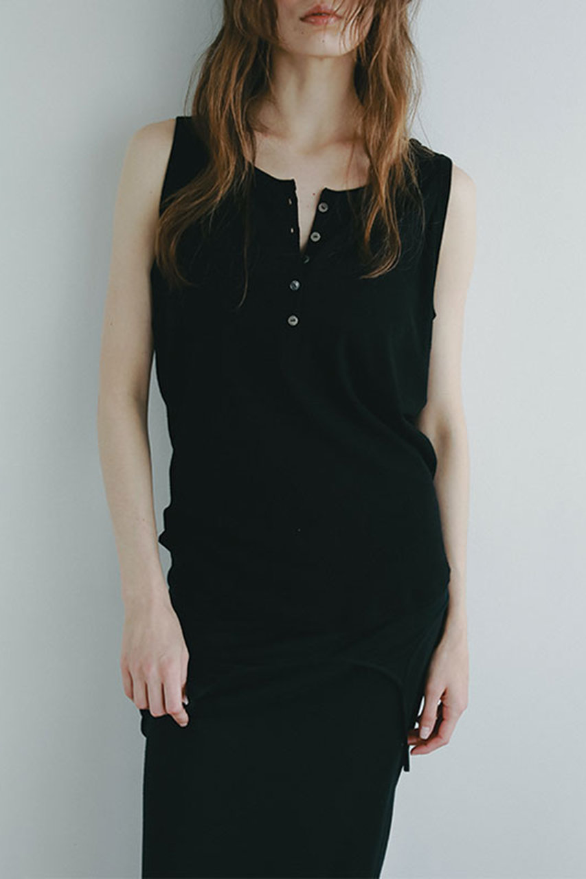 ETRE TOKYO ヘンリーネックエアリータンクトップ (ブラック, F) エトレトウキョウ ELLE SHOP ETRE TOKYO ヘンリーネックエアリータンクトップ (ブラック, F) エトレトウキョウ ELLE SHOP
