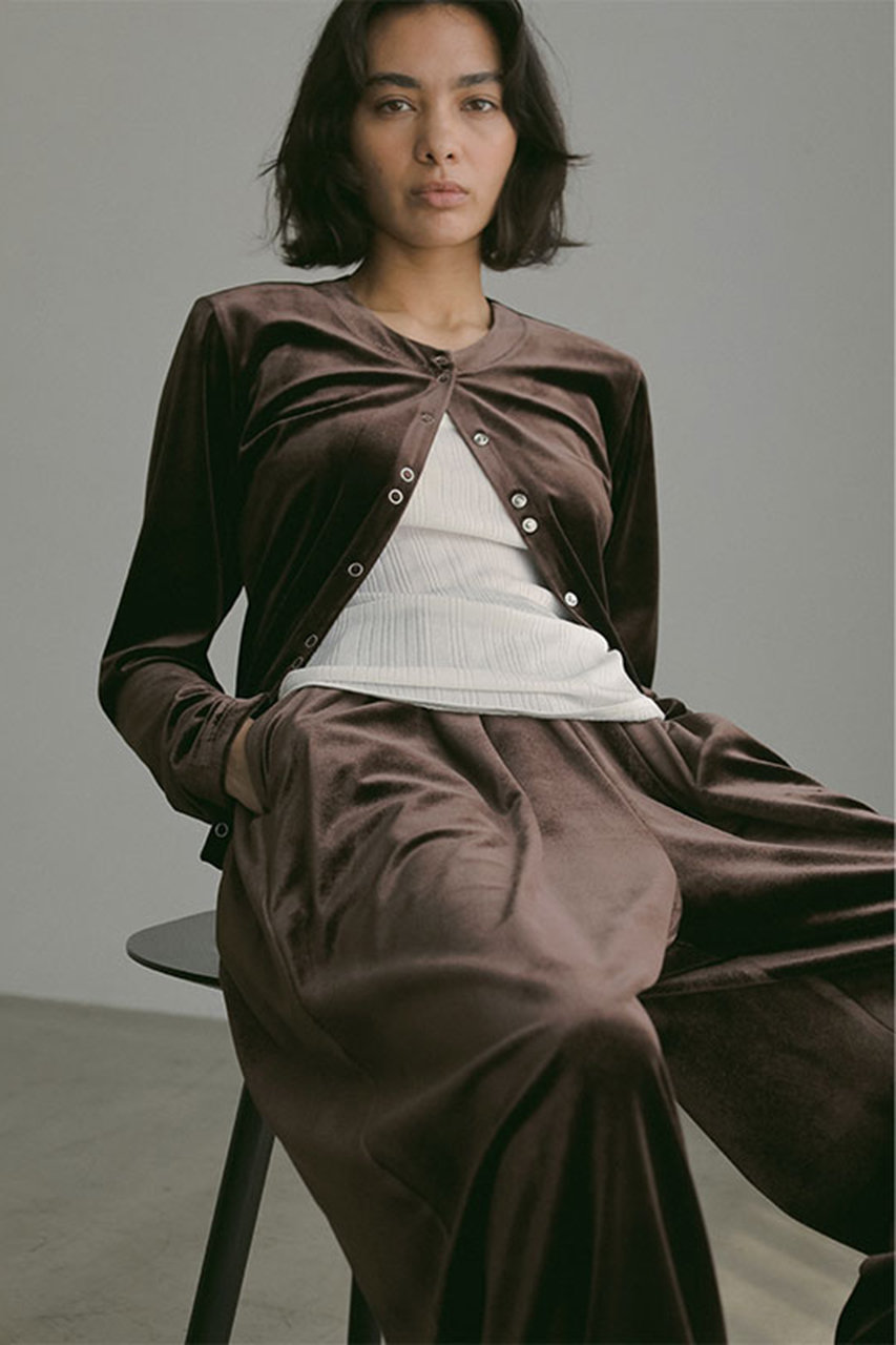 ETRE TOKYO(エトレトウキョウ)｜リラクシーベロアパンツ/ブラウン の